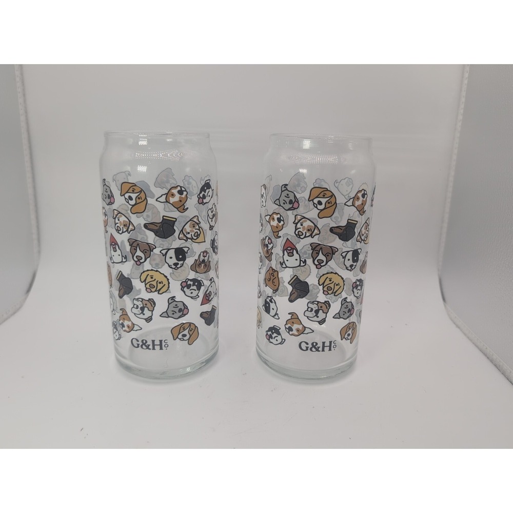 Grounds & Hounds 16 Oz Cold Brew Must Love Dogs Glasses Set Of Two Puppy